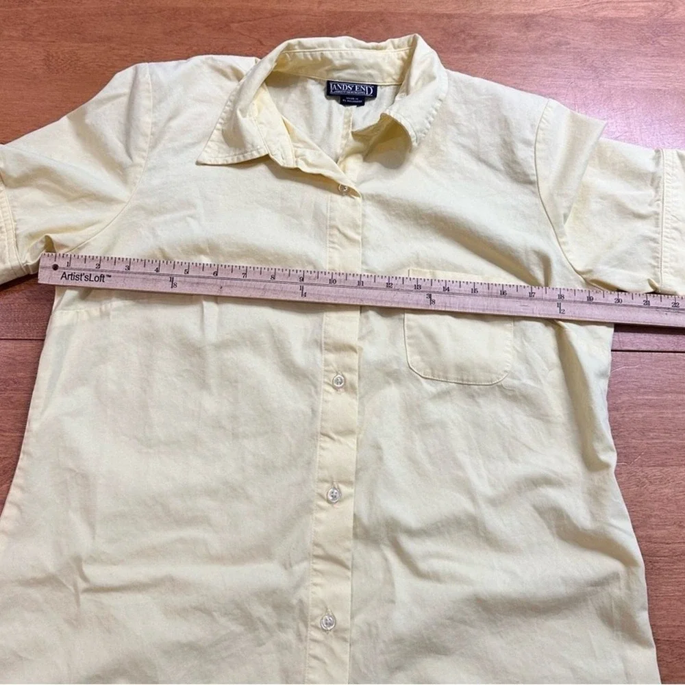 Lands End Button Up Shirt Dress Womens 10 Yellow Short Sleeve Pocket Vintage 90s - Picture 6 of 12